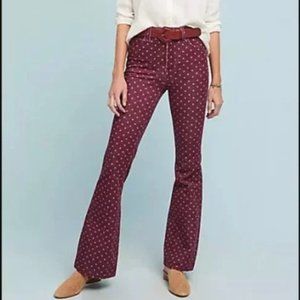 Anthropologie Pilcro Maroon Floral High-Rise Bootcut Corduroy Pants Size 28